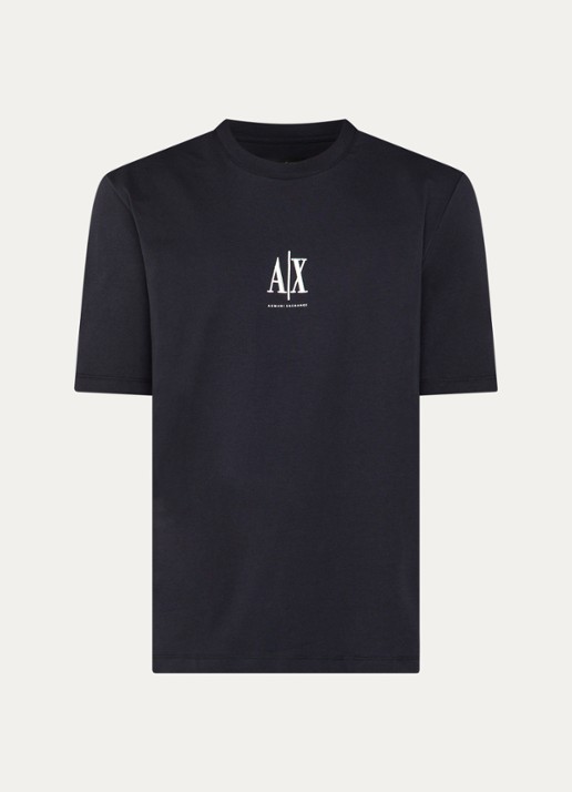 Armani T-shirt met logoborduring - voorkant 2 donkerblauw
