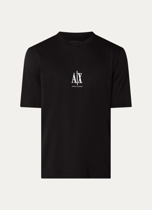 Armani T-shirt met logoborduring - voorkant 3 zwart