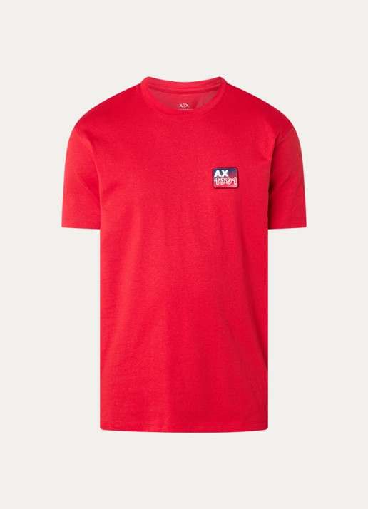 Armani T-shirt met logoborduring - voorkant 3 rood