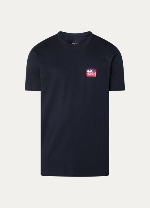 Armani T-shirt met logoborduring - voorkant 2 donkerblauw