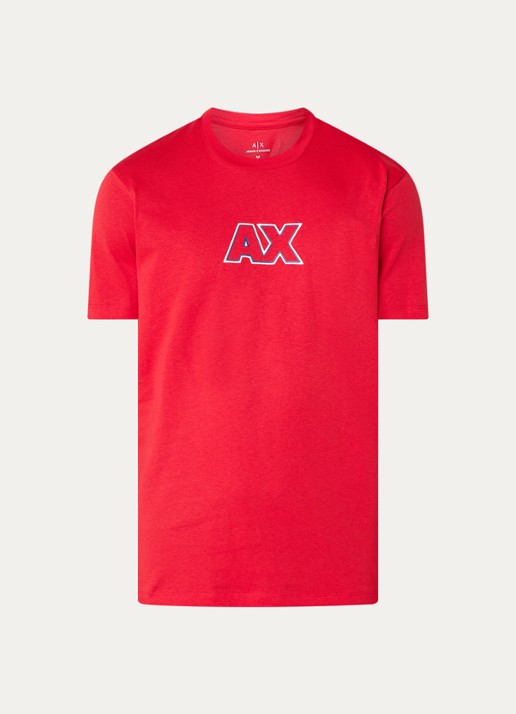 Armani T-shirt met logoborduring - voorkant 2 rood