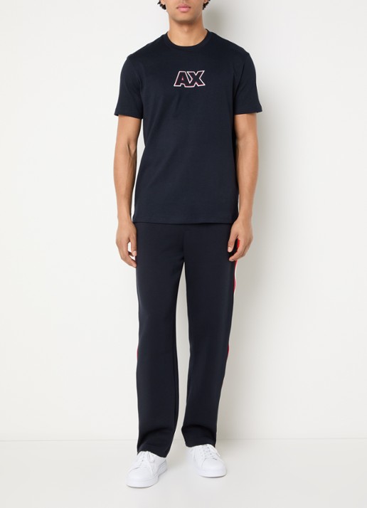 Armani T-shirt met logoborduring - voorkant 3 donkerblauw