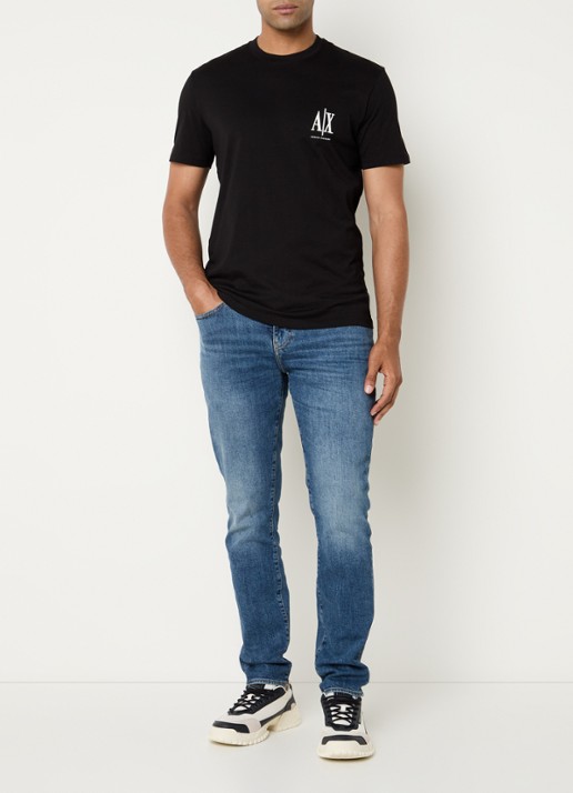 Armani T-shirt met logoborduring - voorkant 2 zwart