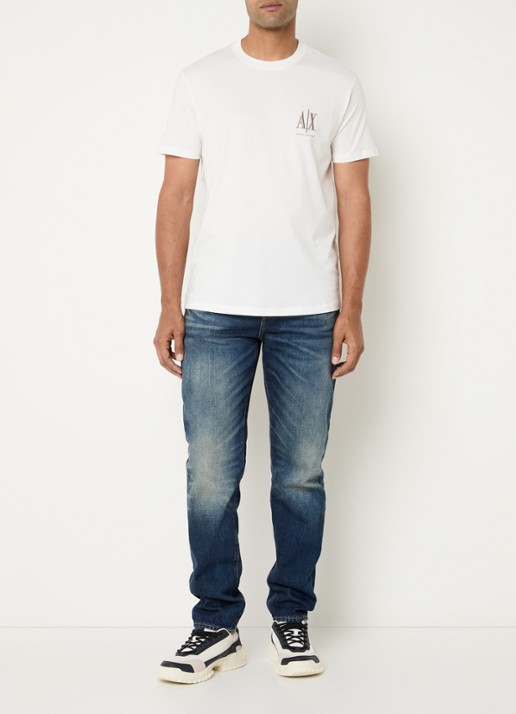 Armani T-shirt met logoborduring - voorkant 2 gebroken wit