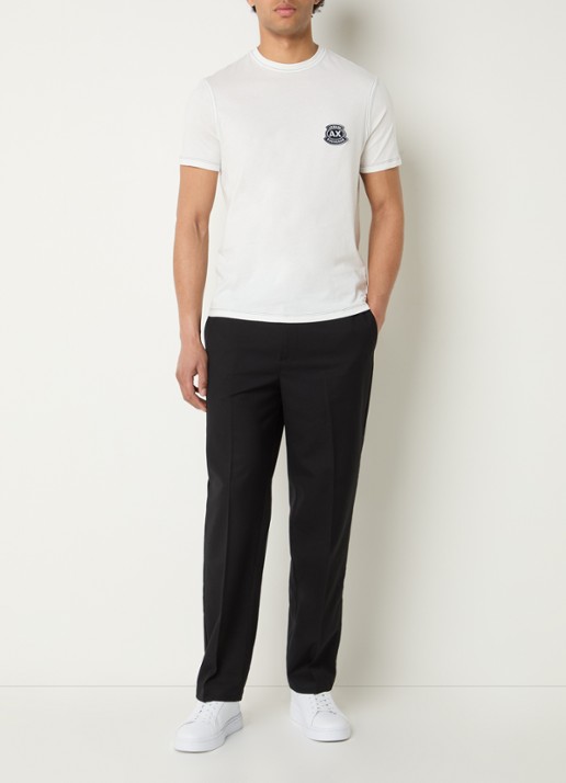 Armani T-shirt met logoborduring - voorkant 2 wit