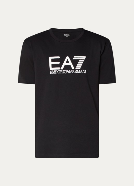 Armani T-shirt met logoborduring - voorkant zwart