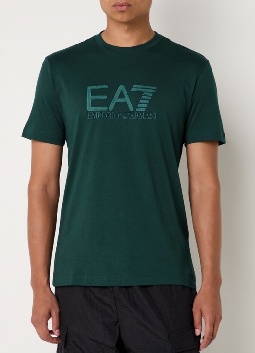 Armani T-shirt met logoborduring - detail 4 groen