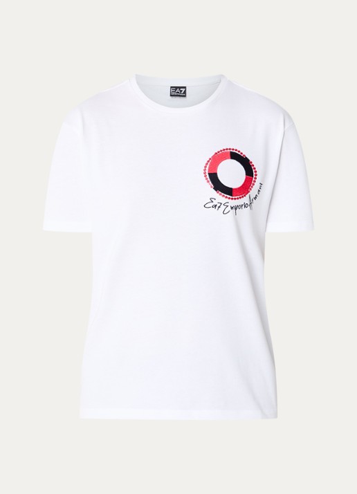 Armani T-shirt met logoborduring - voorkant wit