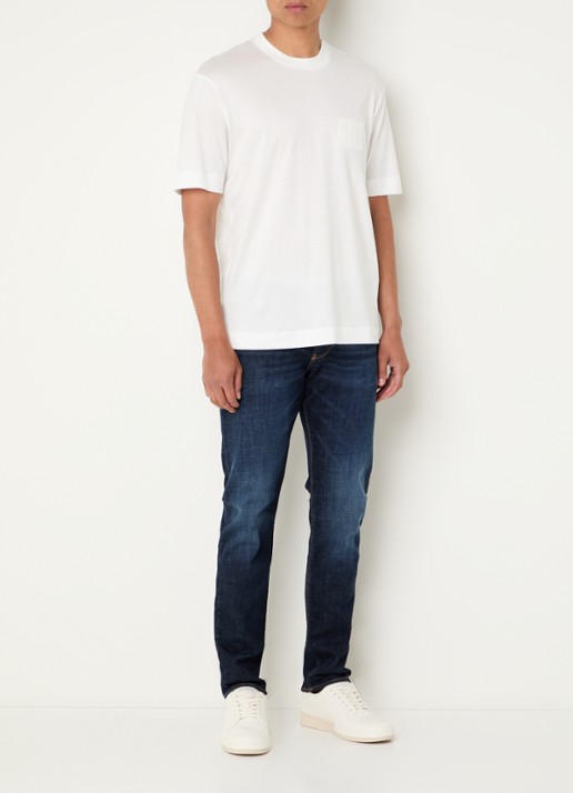 Armani T-shirt met logoborduring - voorkant 3 wit