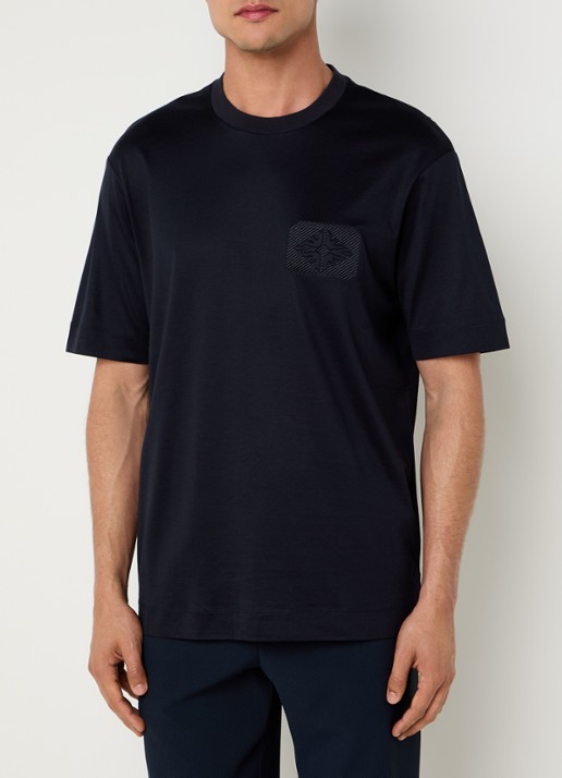 Armani T-shirt met logoborduring - detail 2 zwart