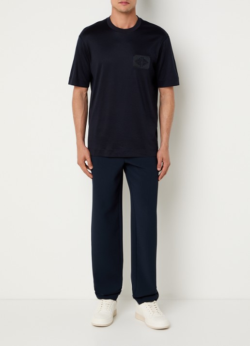 Armani T-shirt met logoborduring - voorkant 4 zwart