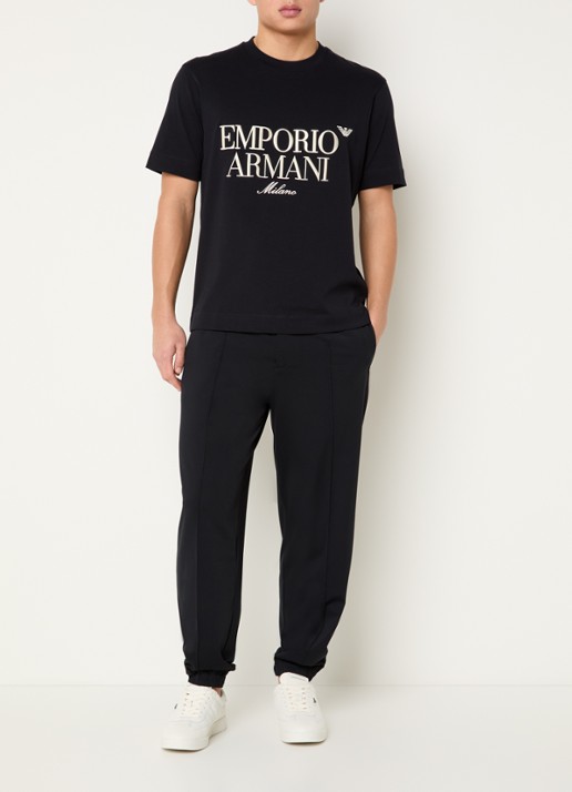 Armani T-shirt met logoborduring - voorkant 3 zwart