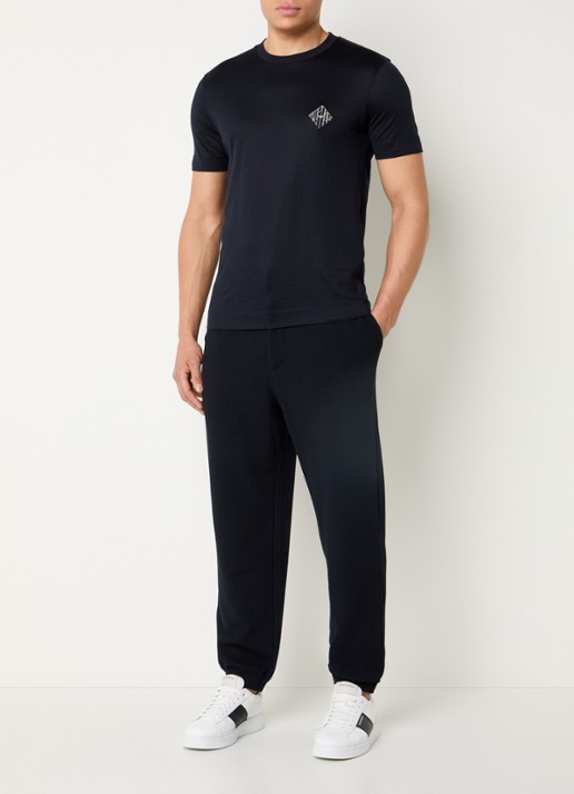 Armani T-shirt met logoborduring - voorkant 3 donkerblauw