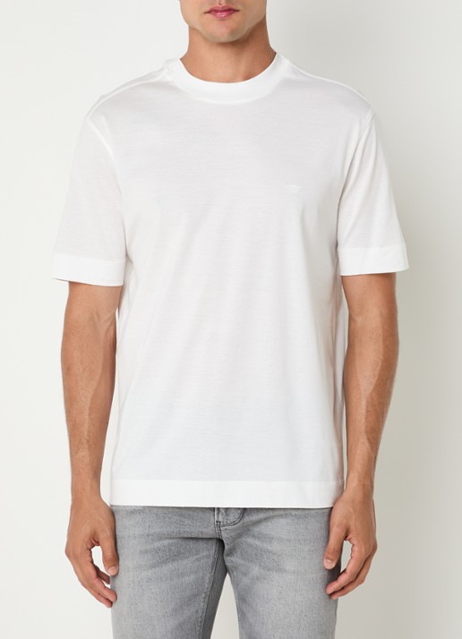 Armani T-shirt met logoborduring - detail 3 gebroken wit