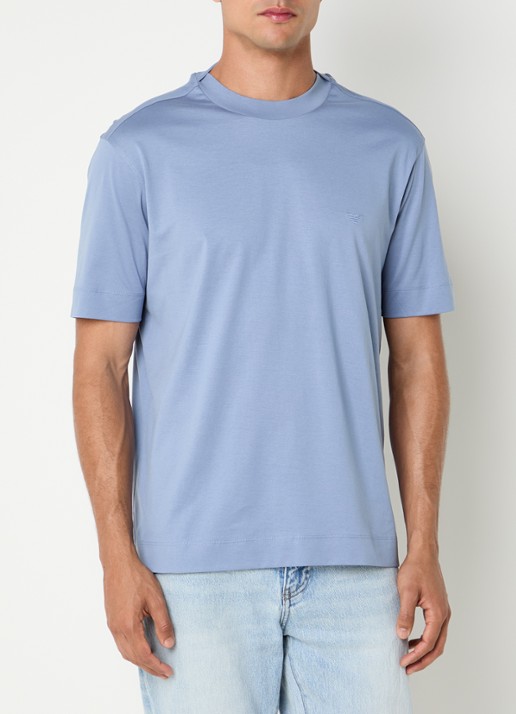 Armani T-shirt met logoborduring - detail 4 ivoor