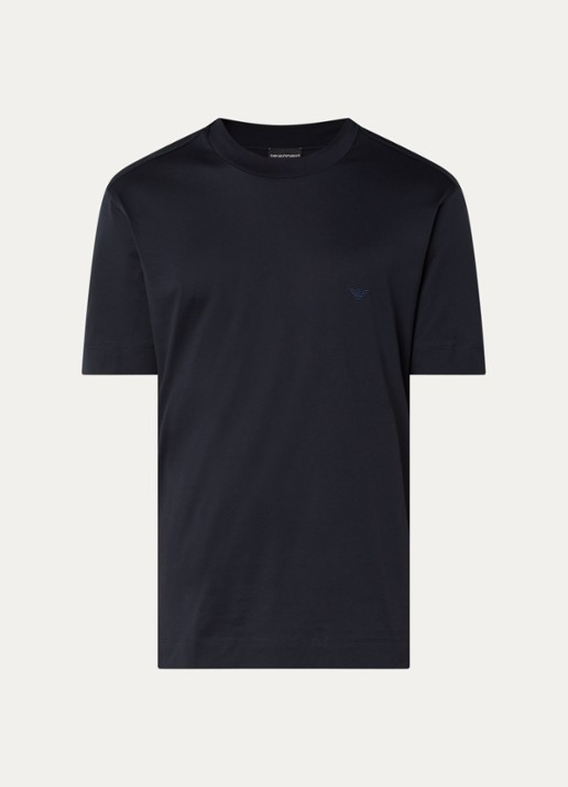 Armani T-shirt met logoborduring - voorkant donkerblauw