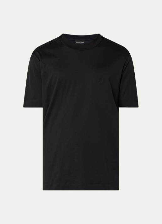 Armani T-shirt met logoborduring - voorkant zwart