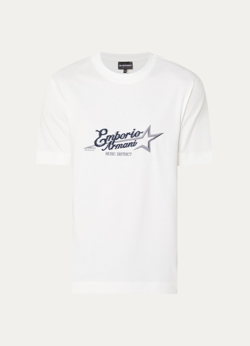 Armani T-shirt met logoborduring - voorkant 2 wit