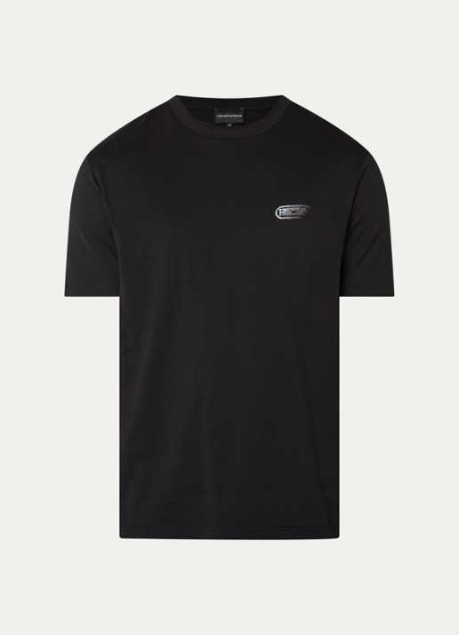 Armani T-shirt met logoborduring - voorkant 3 zwart