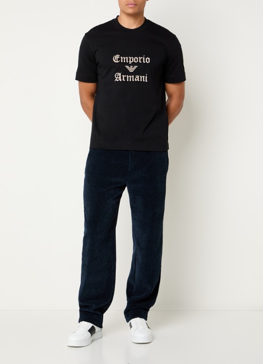 Armani T-shirt met logoborduring - voorkant 4 zwart