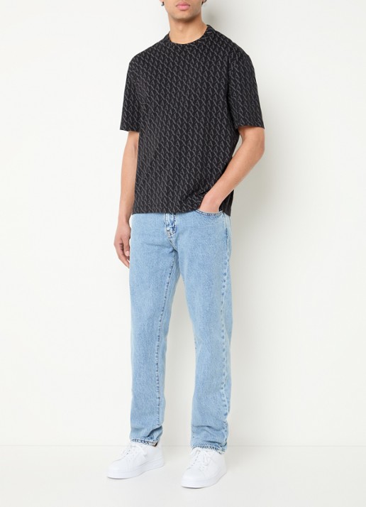 Armani T-shirt met logoprint - voorkant 5 zwart
