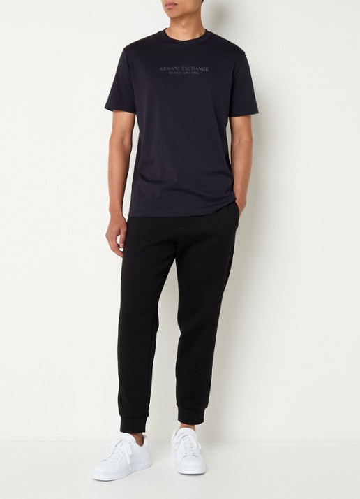 Armani T-shirt met logoprint - voorkant 2 donkerblauw