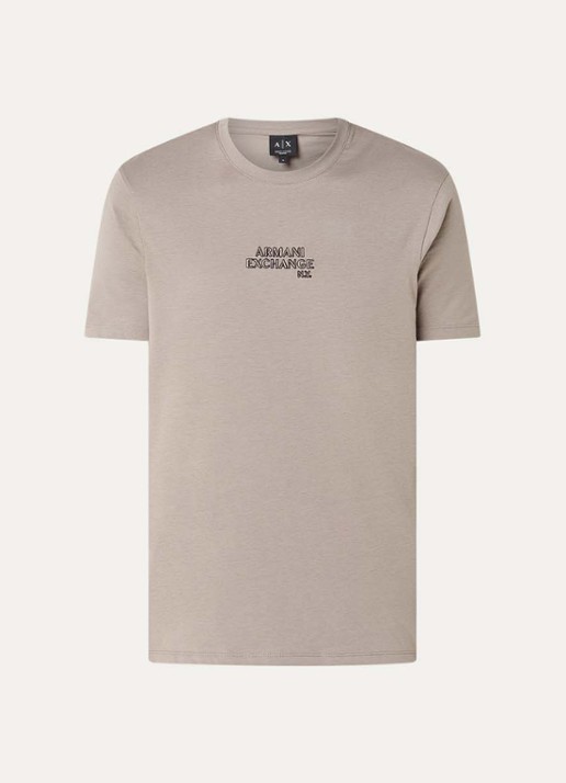 Armani T-shirt met logoprint - voorkant zand