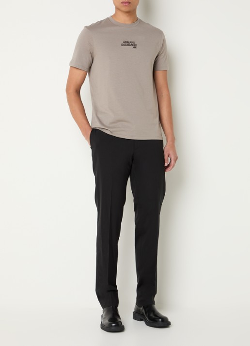 Armani T-shirt met logoprint - voorkant 2 zand