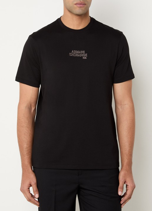 Armani T-shirt met logoprint - detail 4 zwart