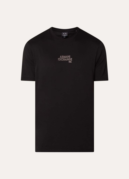 Armani T-shirt met logoprint - voorkant zwart