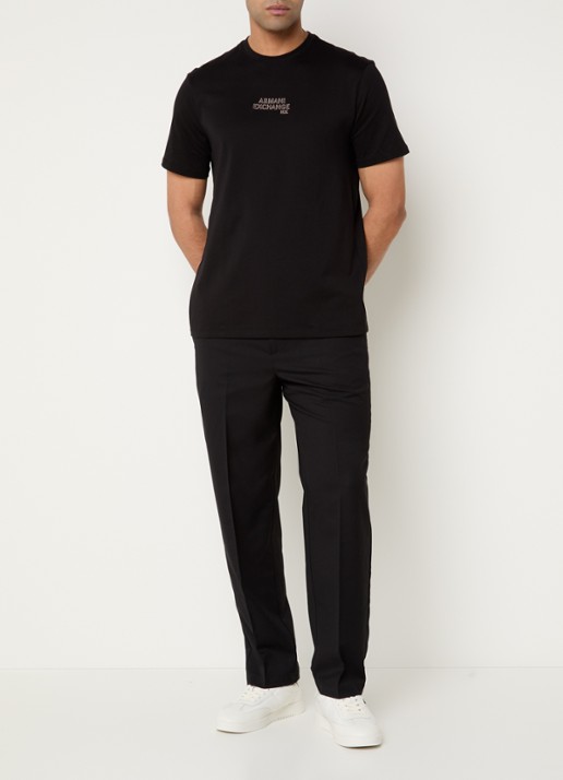 Armani T-shirt met logoprint - voorkant 2 zwart