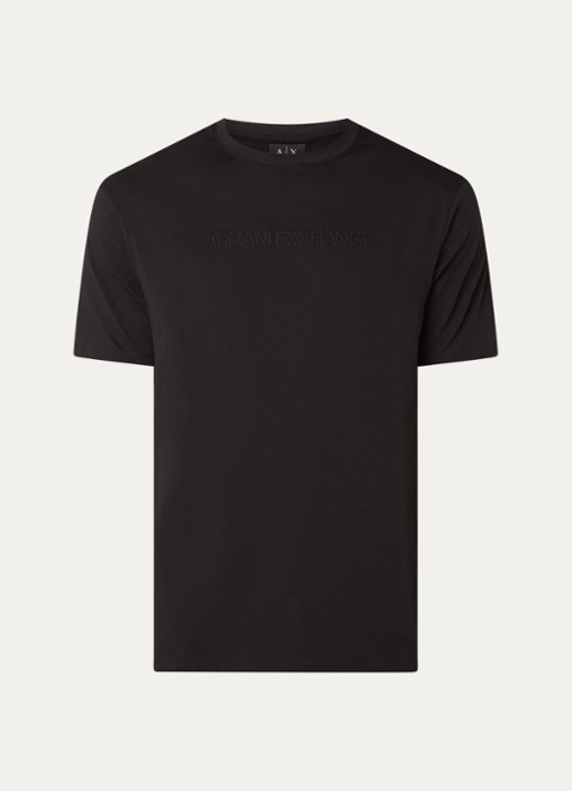 Armani T-shirt met logoprint - voorkant black-uc001