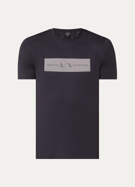 Armani T-shirt met logoprint - voorkant 3 donkerblauw