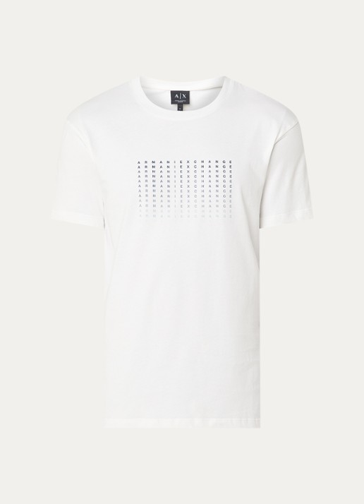 Armani T-shirt met logoprint - voorkant gebroken wit