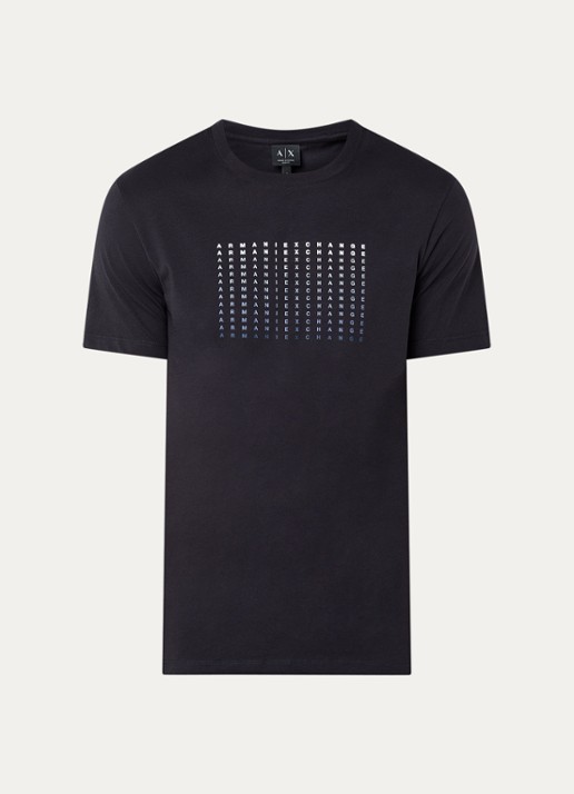 Armani T-shirt met logoprint - voorkant 3 donkerblauw