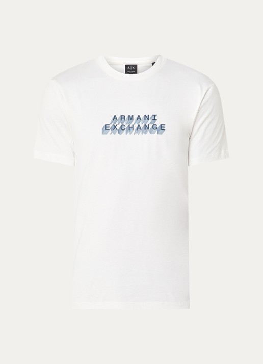 Armani T-shirt met logoprint - voorkant 3 gebroken wit
