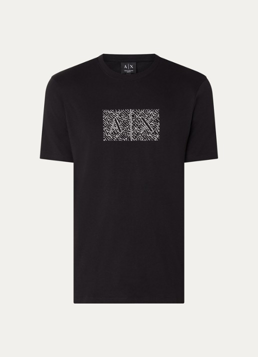 Armani T-shirt met logoprint - voorkant 3 zwart