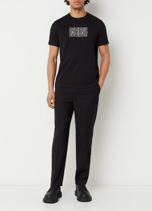 Armani T-shirt met logoprint - voorkant 4 zwart