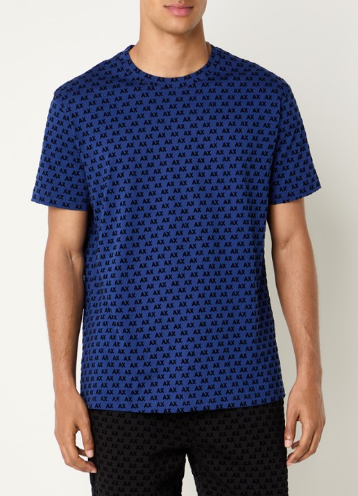 Armani T-shirt met logoprint - detail kobaltblauw
