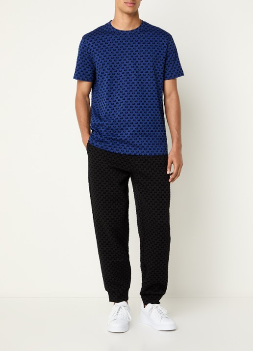 Armani T-shirt met logoprint - voorkant 4 kobaltblauw