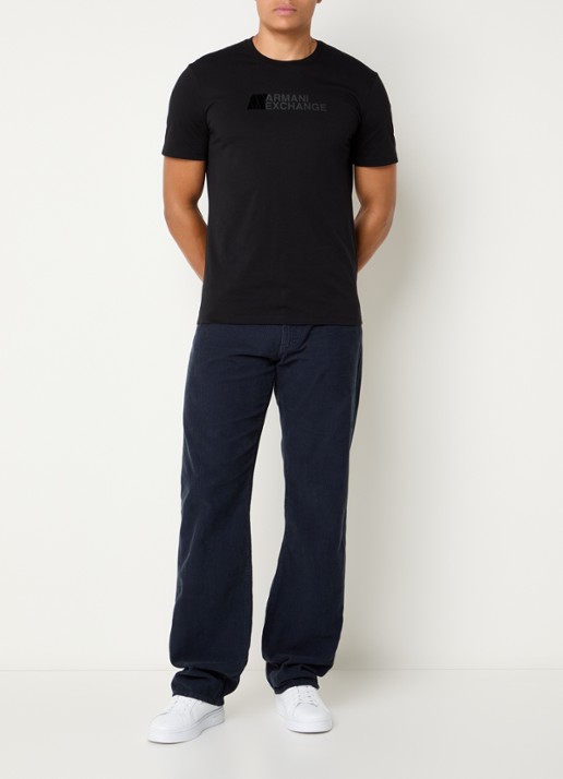 Armani T-shirt met logoprint - voorkant 2 zwart