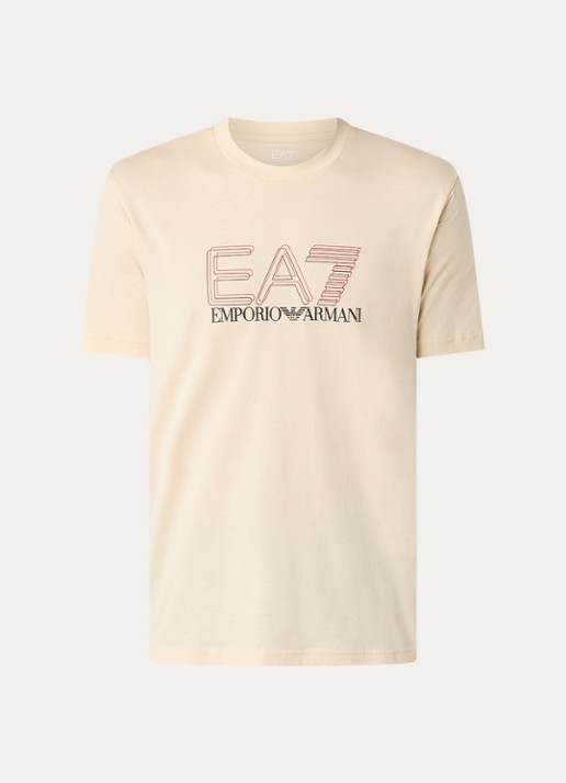 Armani T-shirt met logoprint - voorkant creme