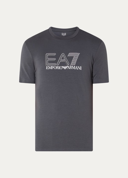 Armani T-shirt met logoprint - voorkant donkergrijs