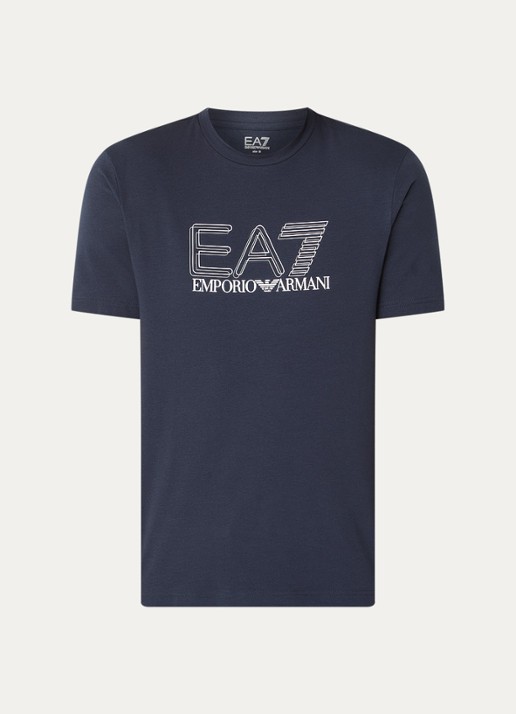 Armani T-shirt met logoprint - voorkant 3 indigo