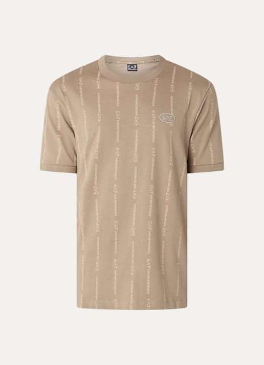Armani T-shirt met logoprint - voorkant 3 beige