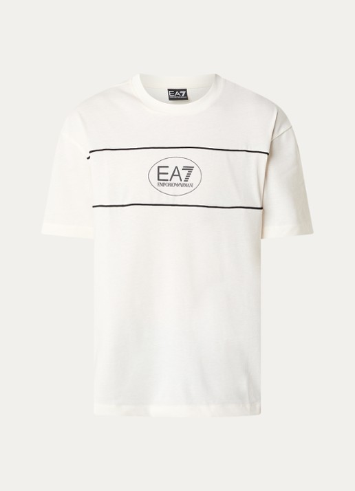 Armani T-shirt met logoprint - voorkant gebroken wit