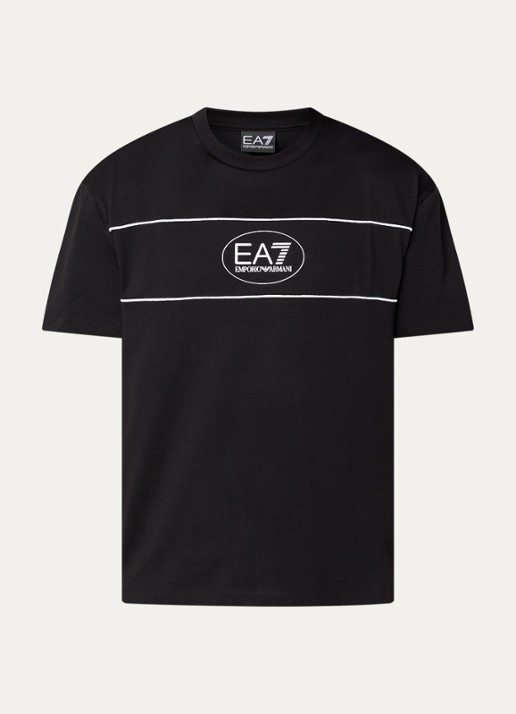 Armani T-shirt met logoprint - voorkant zwart