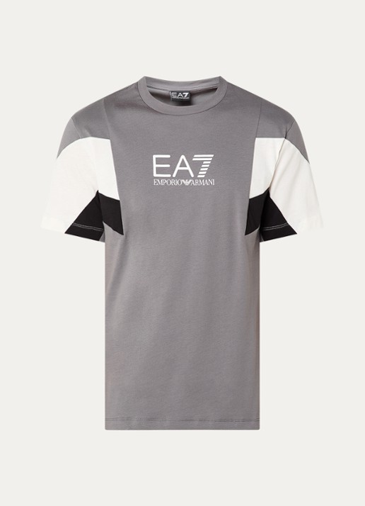 Armani T-shirt met logoprint - voorkant grijs
