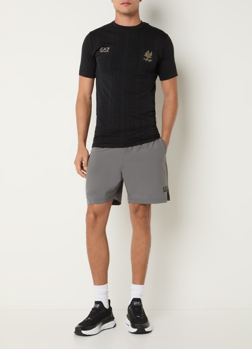 Armani T-shirt met logoprint - voorkant 4 zwart
