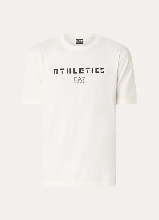 Armani T-shirt met logoprint - voorkant creme